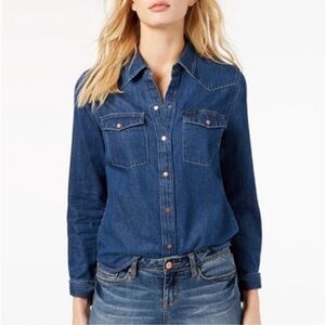Calvin Klein Jeans denim long-sleeve button-up shirt XS- NWT #0177